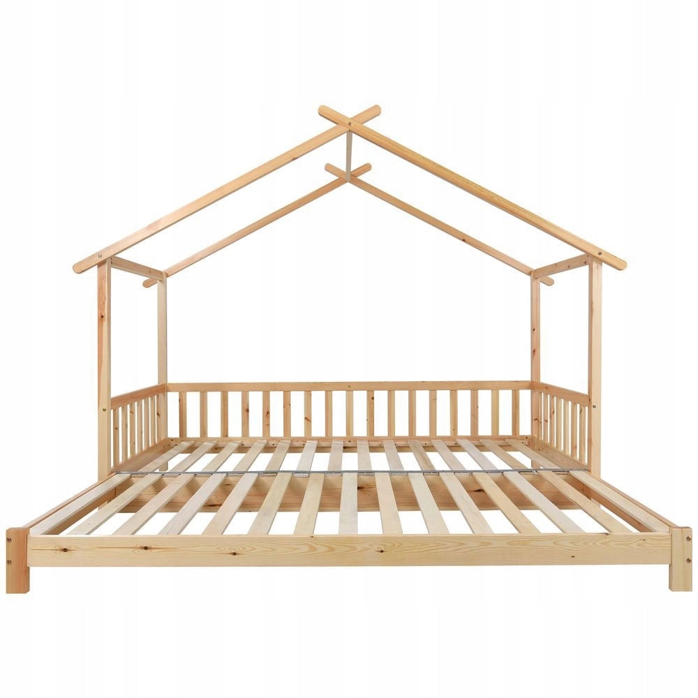 Letto per bambini 200x90 - Xylo - Estraibile a forma di casa sull'albero colore legno