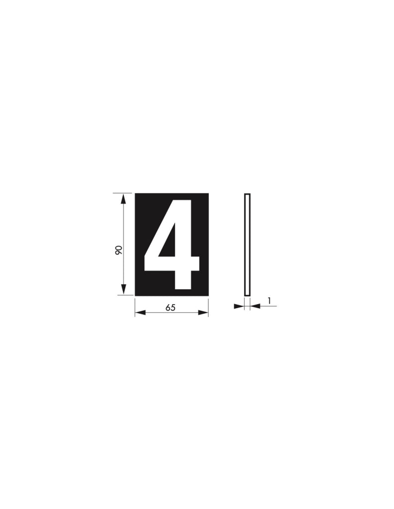 Targa adesiva numero civico 4 - 65X90mm - blu, pannello adesivo in pvc, finitura mat - THIRARD