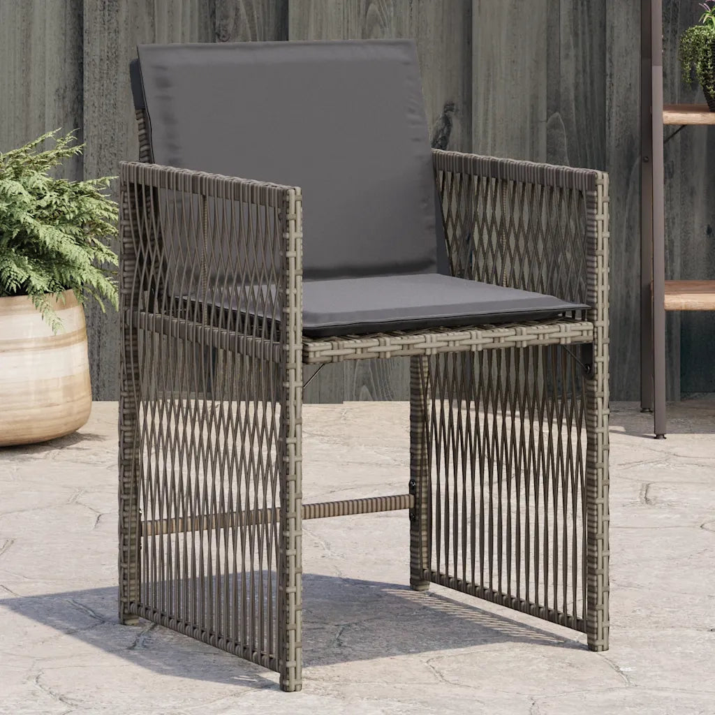 Sedie da Giardino con Cuscini 4 pz | Sedie da Esterno Grigio in Polyrattan
