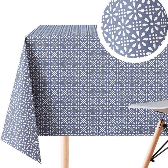 Tappeto per tavolo impermeabile - lavabile in plastica - 140 x 140 cm - duraturo - stile retro con disegno di fiori - facile da pulire - tovagliato per tavolo