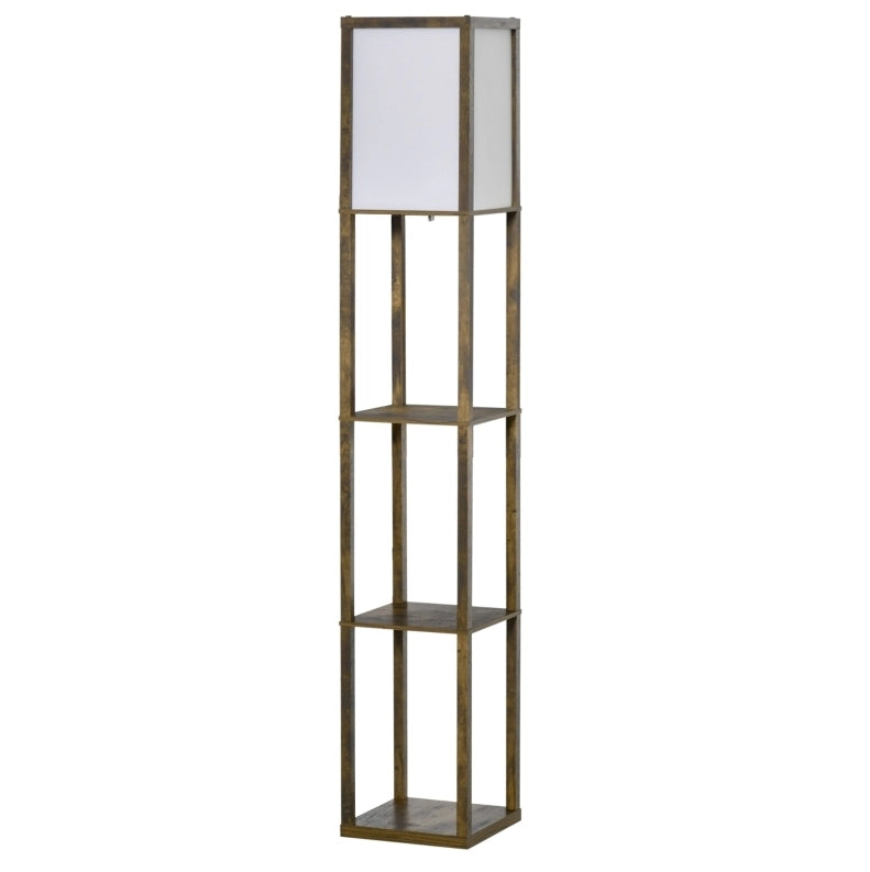 Lampada da terra in legno con 3 ripiani, 26 x 26 x 160 cm