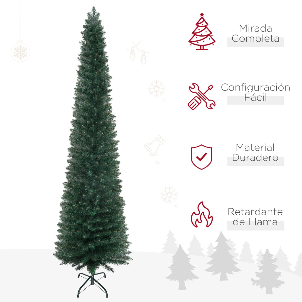 Albero di Natale Artificiale Stretto ¨C zephmum ¨C 210 cm Verde con Base Plegabile e Supporto Metallico