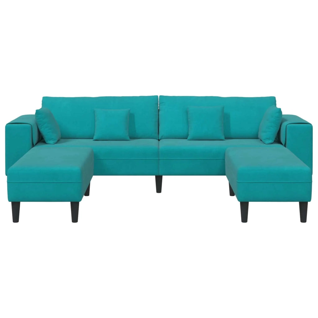 Divano 3 pcs Turchese 250 x 188 x 76 cm Velluto 3335180
