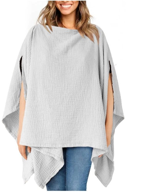 Pannolino in mussolina per allattamento, 360° privacy totale, pannolino in cotone respirante, cappuccia auto per bambini multifunzionale (Grigio chiaro)