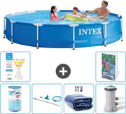 Piscina Rettangolare - 366 x 76 cm - Blu - Inclusa Filtro - Kit Pulizia - Velario Solare - Pompafiltro Piscina - 7 pezzi