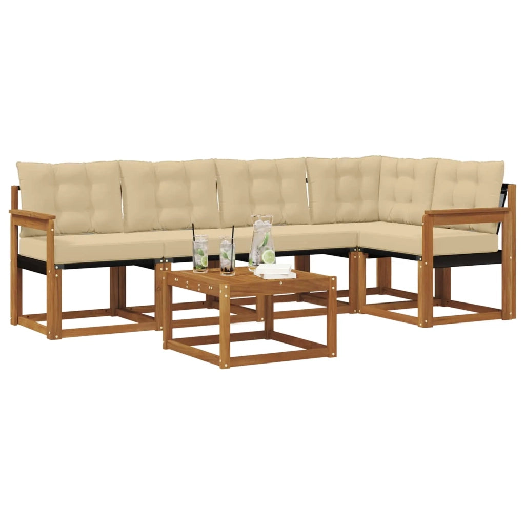 Set di divani da esterno con cuscino 6 pcs Naturale e Beige 3368684