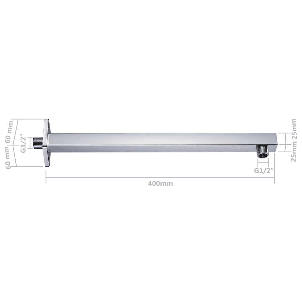 Braccio di Supporto Doccia Quadrato Acciaio 201 Argento 40 cm CFW1559354