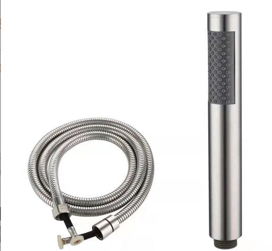 Douchekop con 1,5m tubo - Handdouche universale - Economia d'acqua - Alta pressione - Tubo anti-knik - Finitura a sbalzo in argento - Materiale RVS e ABS - 19*3 cm - Boccole 1/2