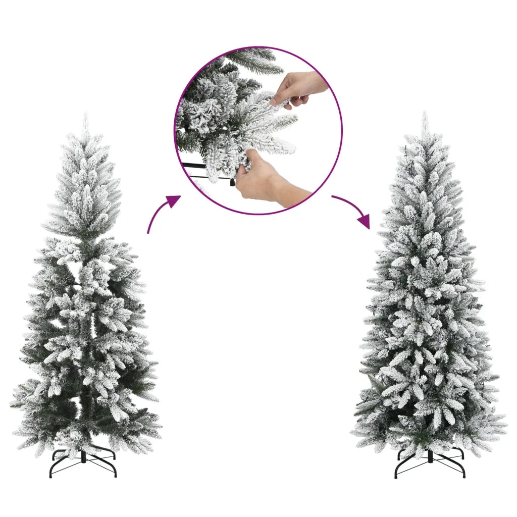 Albero di Natale | Decorazioni natalizie Artificiale con Neve Floccata 150 cm PVC e PE