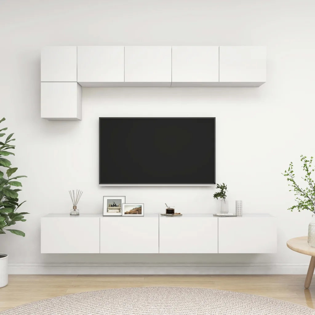 Set Mobili Porta TV 5 pz Bianco in Legno Multistrato 3078694