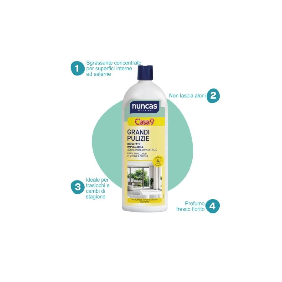 DETERGENTE CONCENTRATO PER GRANDI PULIZIE CASA9 DI NUNCAS