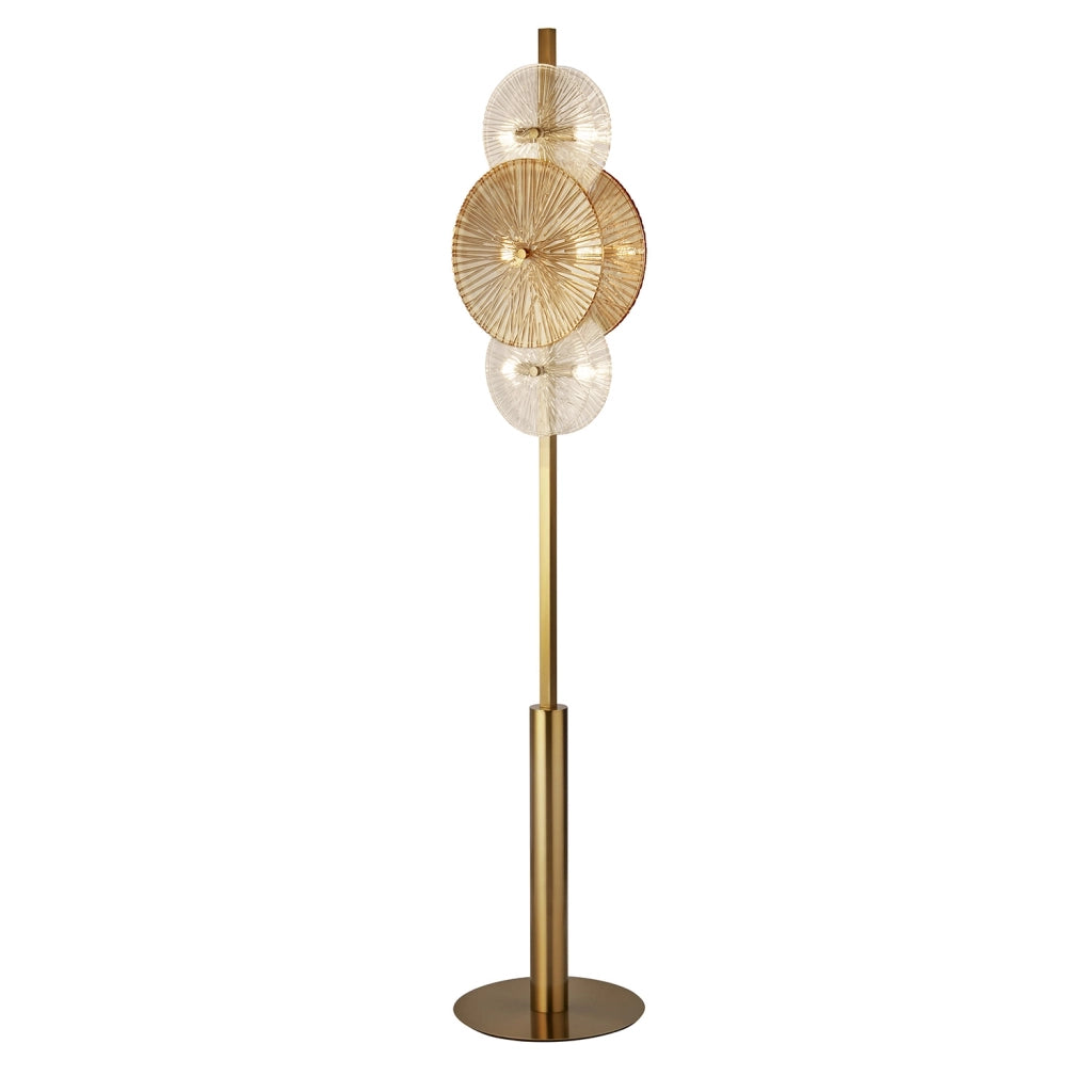 Piantana Contemporaneo Wagon Wheel Acciaio Adjustable Vetro 6 Luci G9
