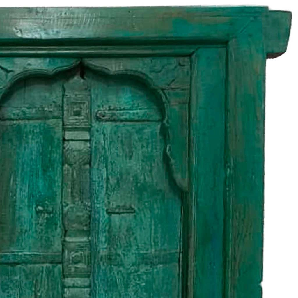Finestra in legno con finitura artigianale blu, 91x10x153h cm