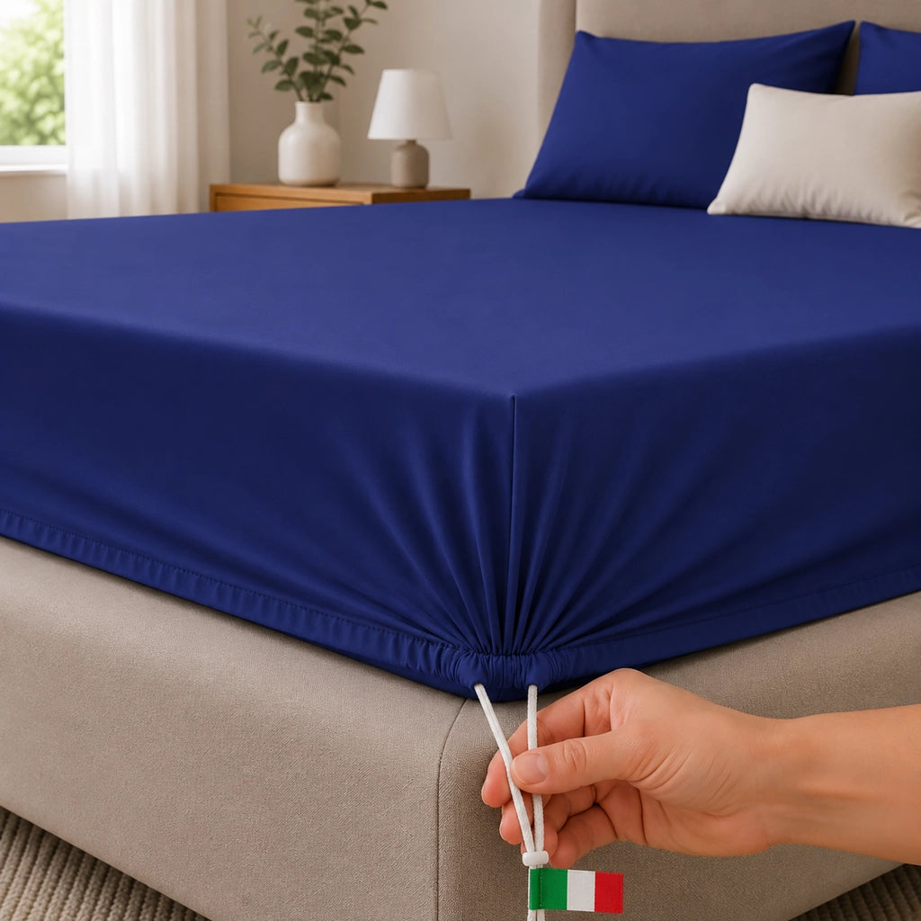 Romesalo, Lenzuolo Singolo Lenzuolo Sotto con Angolo da 27 cm, blu