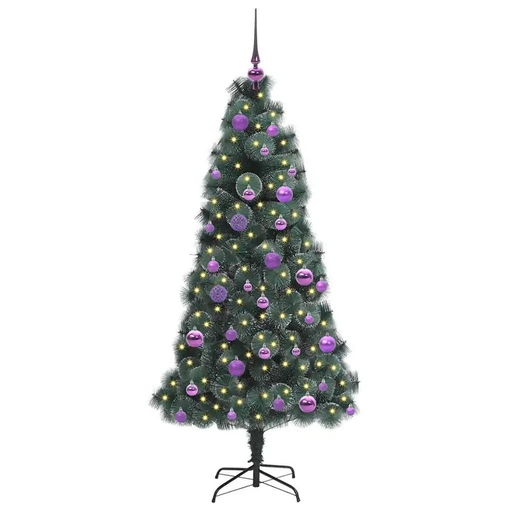 Albero di Natale artificiale preilluminato con set di palline