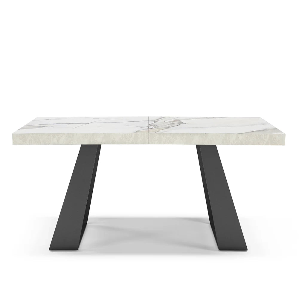 Tavolo allungabile da pranzo Marmo di Carrara 160x90 MADE IN ITALY modello ARGO fino a 240 CM per sala da pranzo, cucina e soggiorno, design moderno con top melaminico
