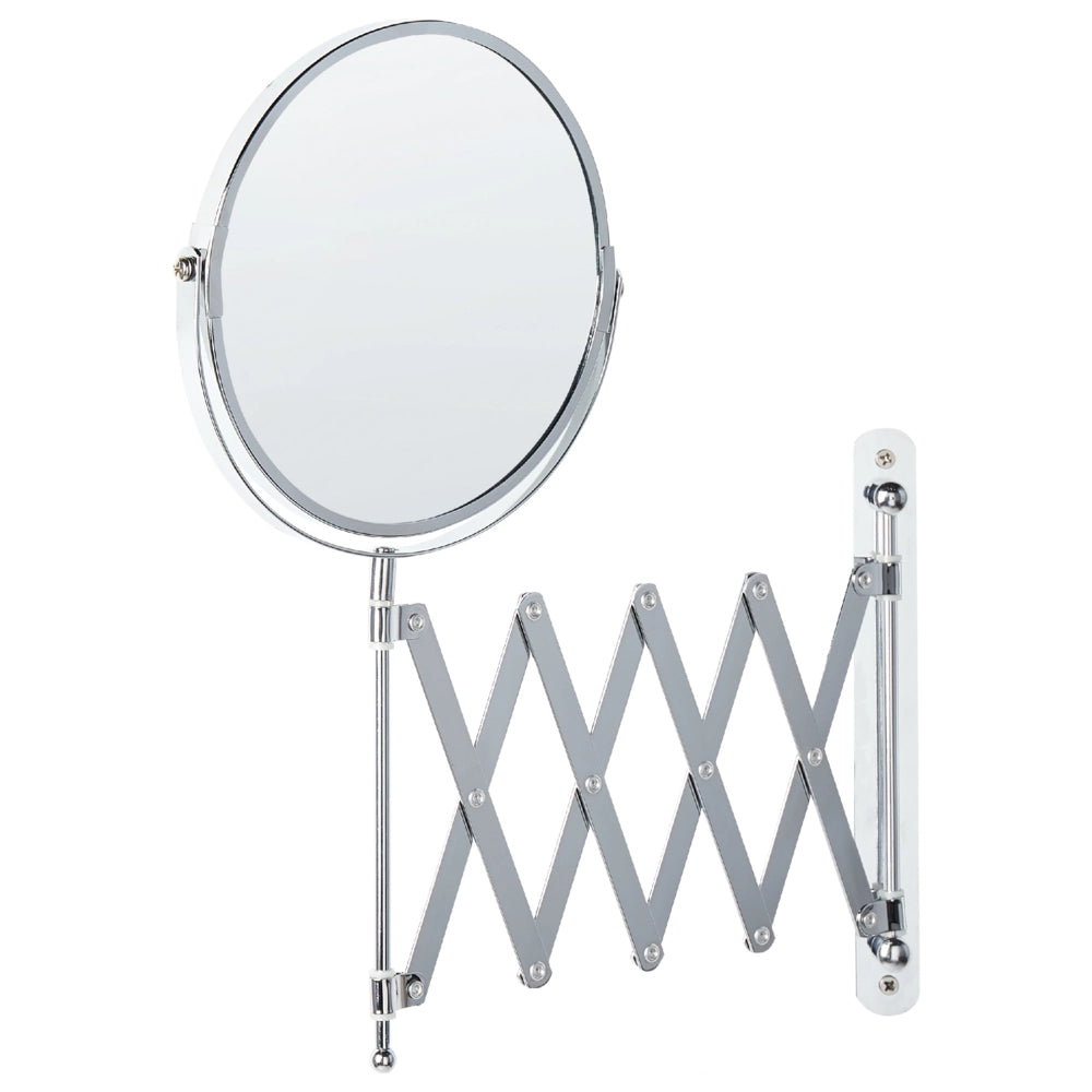 Specchio da trucco in ferro argentato ø 19 cm con prolunga a parete Doppio lato Ingrandimento Accessori da bagno