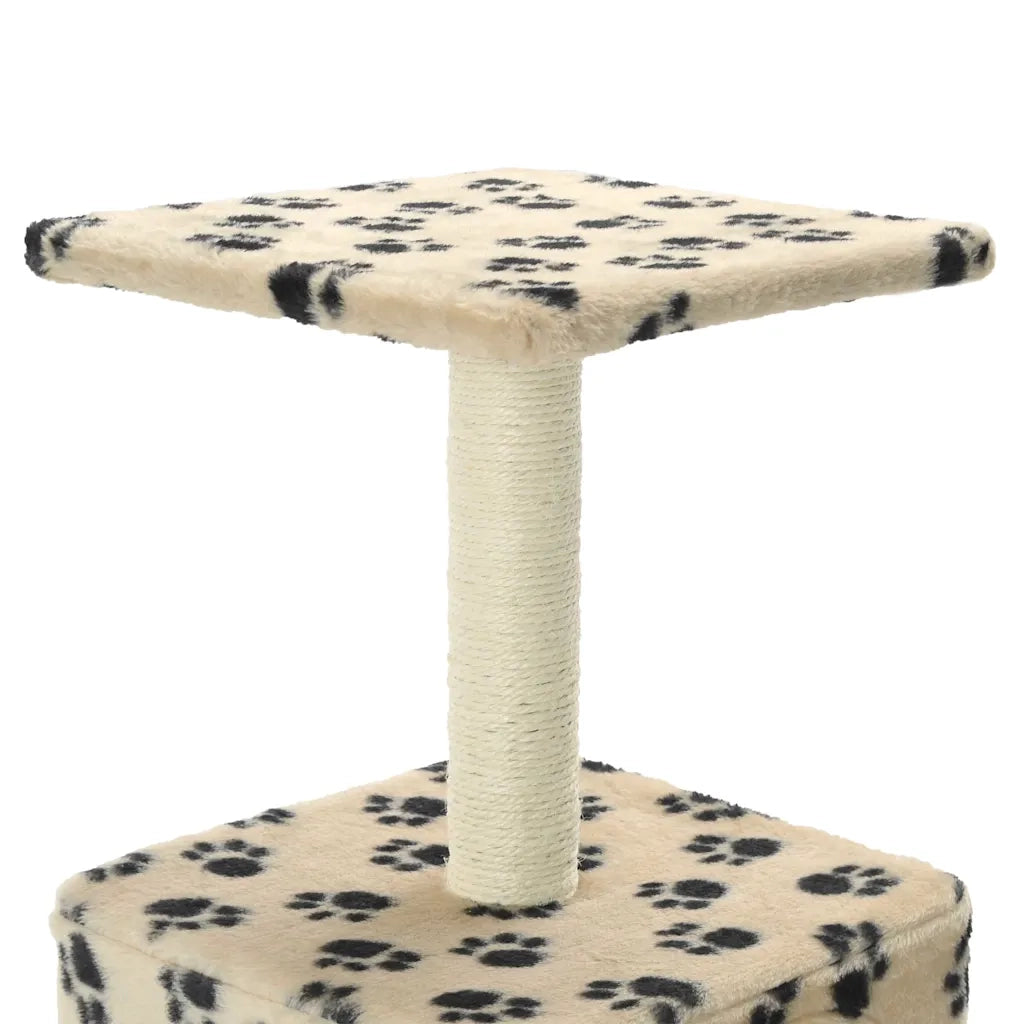 Albero per Gatti e Tiragraffi Sisal 55 cm Zampe Stampate Beige CFW9815007