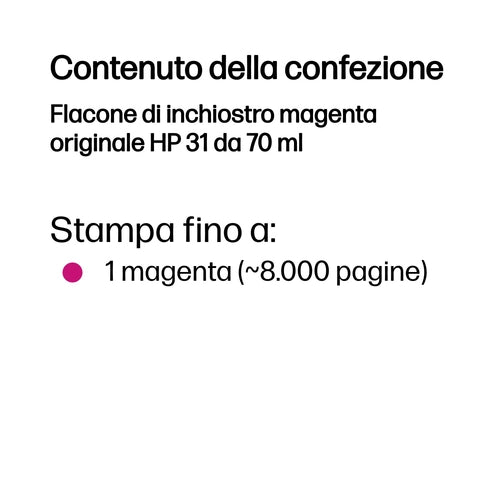 HP Flacone di inchiostro magenta originale 31 da 70 ml