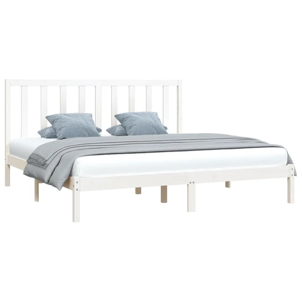 Giroletto-Struttura Letto Bianco in Legno Massello di Pino 200x200 cm 434843