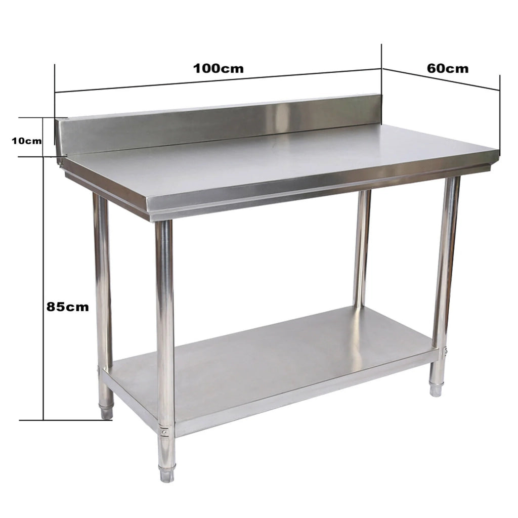 Tavolo da lavoro in acciaio inox con bordo di protezione 100 x 60 cm 16_0002501