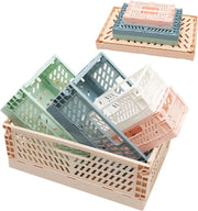 Contenitori alimentari - scatole in plastica pieghevoli - contenitori organizzatori ripiegabili - cucina e bagno - 5 pezzi (2 Mini & 2 Medio) Scatola pieghevole