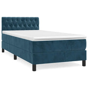 Letto singolo | Letto per adulti | Giroletto a Molle con Materasso Blu Scuro 90x200 cm in Velluto