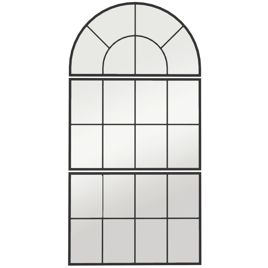 Specchio da parete in tre parti, specchio ad arco con cornice in metallo, specchio decorativo per finestra, specchio da appendere per bagno e