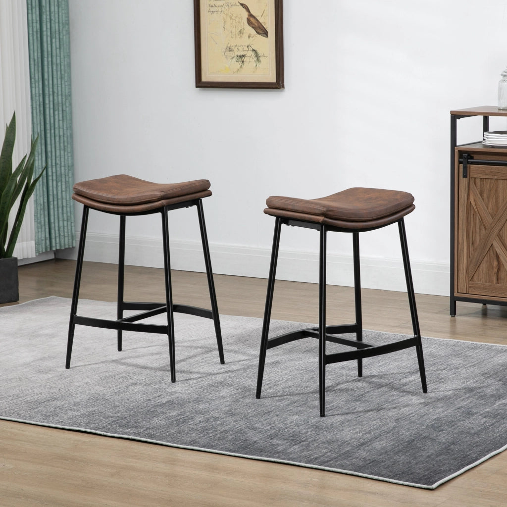 Sgabello da Bar ¨C zephmum ¨C Marrone e Nero 48.5x38.5x68.5 cm