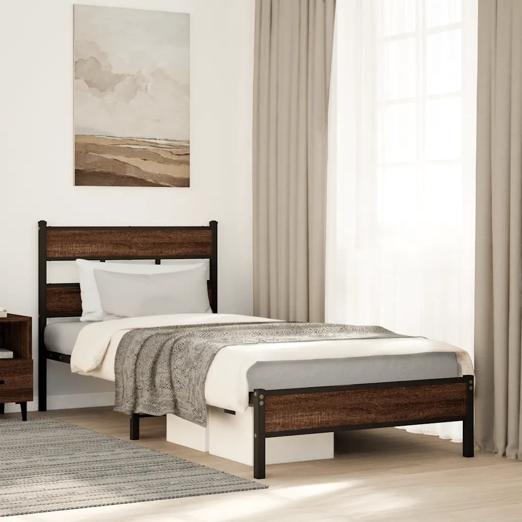 vidaXL Giroletto senza Materasso Rovere Marrone 107x200 cm Truciolato