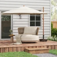 Base per Ombrellone da Giardino Rotonda a 4 Ruote con Freni, in Acciaio e Resina, Ø52x41 cm, Bronzo e Nero