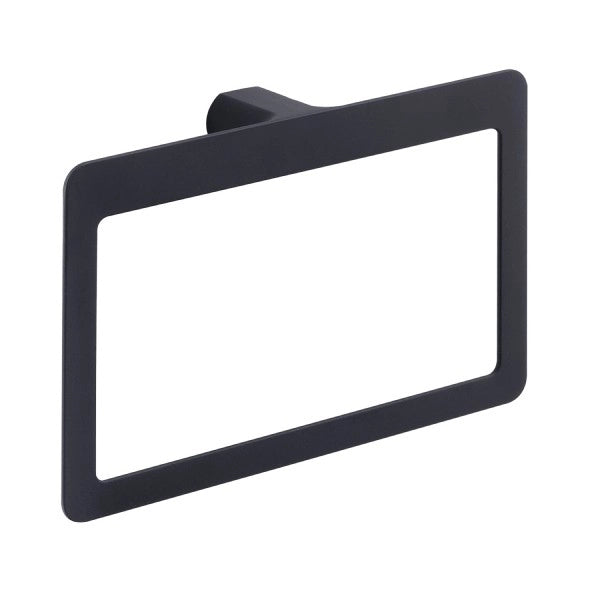 PORTA SALVIETTE DA PARETE AD ANELLO IN OTTONE NERO OPACO MODELLO PIRENEI - DIM. CM (LXPXH): 23×5,1×15,1 - NERO OPACO  - GDY