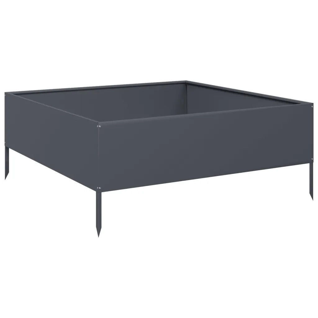 Fioriera Rialzata da Giardino-Vaso da Esterno-Fioriera Elevata Antracite 100x100x25 cm Acciaio