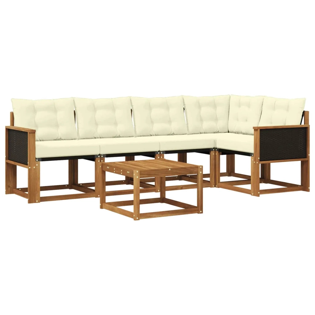 Set di divani da esterno con cuscino 6 pcs Naturale e Crema 3381958