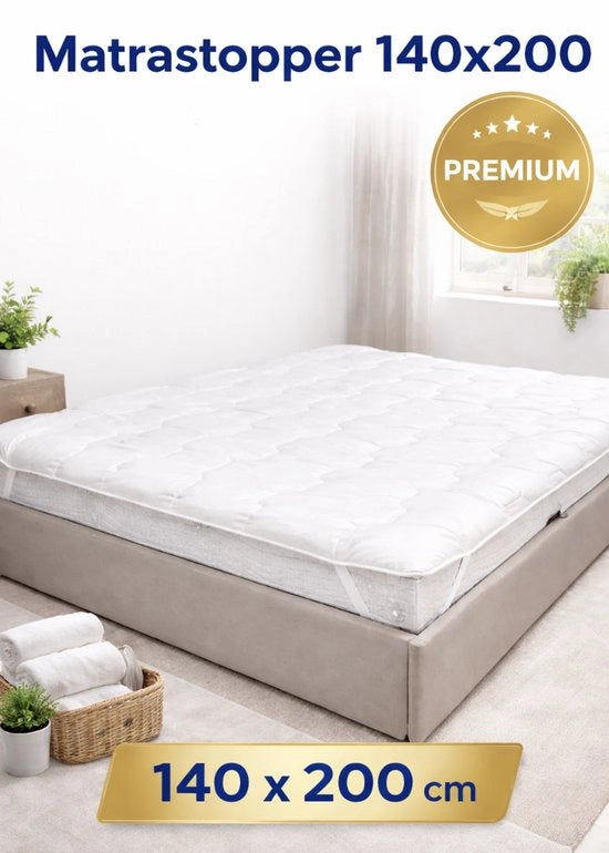 Matrimoniale Top Matrass 140x200cm – Soffice & Respirante, Lavabile, Matrass Protettore per Tutte le Stagioni con Piuma Pluie