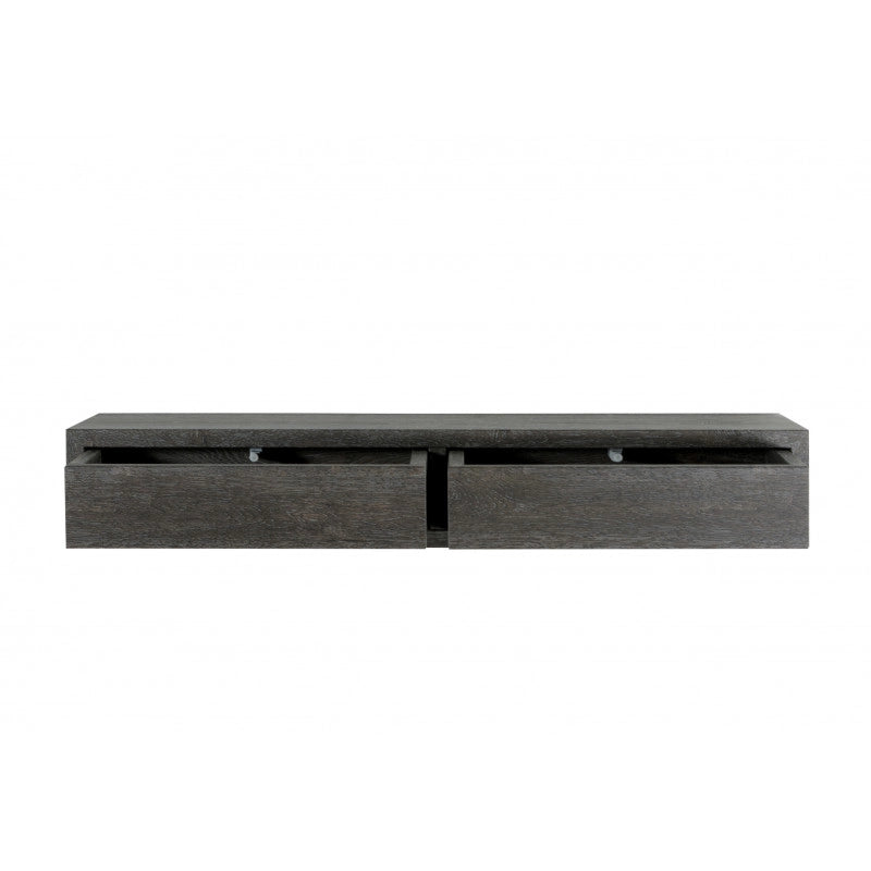 Mensola da Muro con Cassetto, Comodino Sospeso, Mensola da Parete, Rovere Scuro, 88,2x13,4 p23,7 cm - Domino Maxi