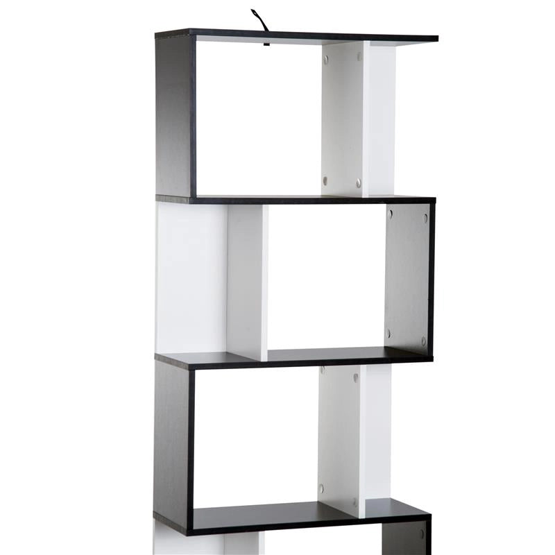 LIBRERIA DA MURO MODERNA 5 RIPIANI 60 X 24 X 184.5 CM IN LEGNO BIANCO E NERO