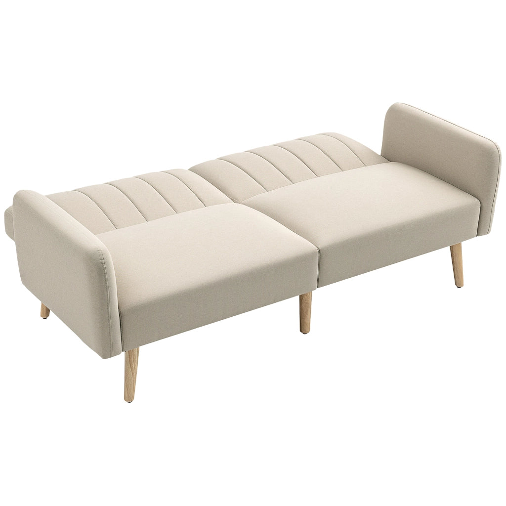 Divano letto 2 posti ¨C zephmum ¨C Tessuto beige, Struttura in legno