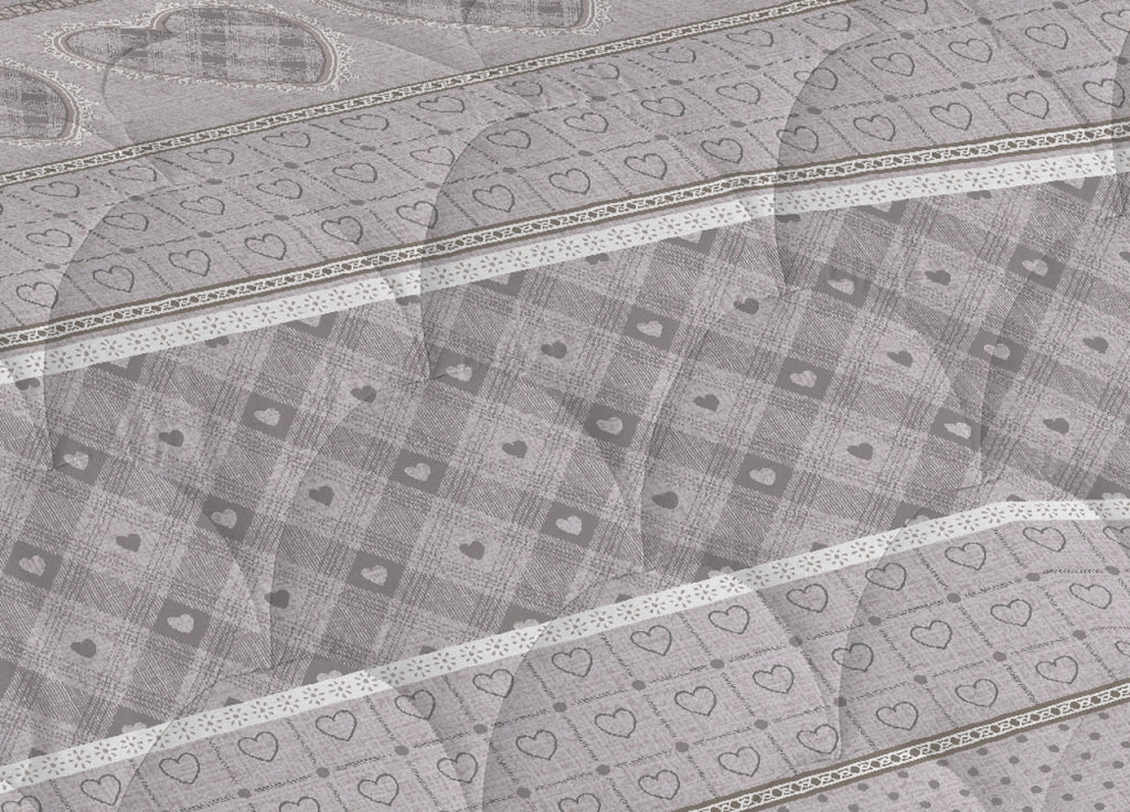 Trapunta Piumone Caldo Invernale Linea Pensieri Delicati Disegno Chalet - Matrimoniale - Beige