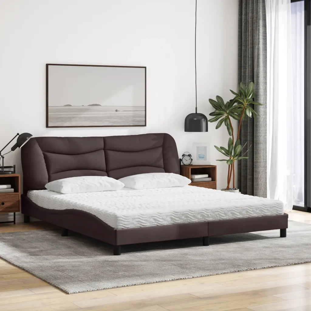 Letto con Materasso Hvar Marrone Scuro 180x200cm Tessuto 3208551
