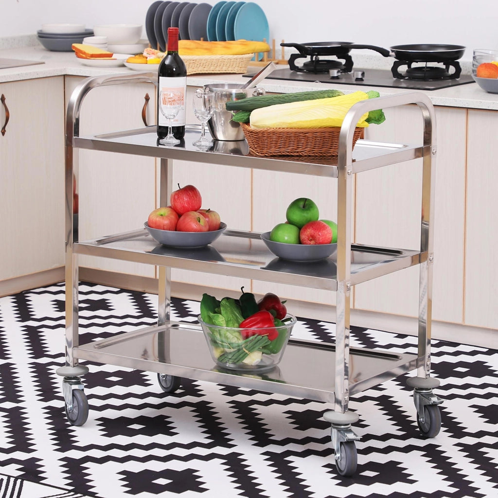 Carrello Ausiliario con Ruote - Xylo - Acciaio Inossidabile 90,5x50,5x88,2 cm
