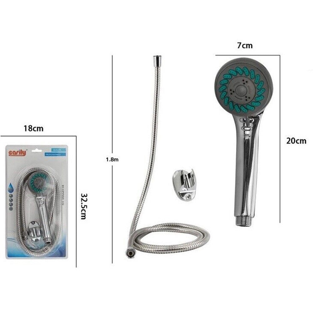 Trade Shop - Kit Doccetta Bagno Doccino Soffione Doccia Multigetto Con Laccio 1,8mt Staffa 69051 -