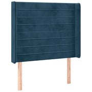 Testiera | Testata ad Orecchio Blu Scuro 93x16x118/128 cm in Velluto