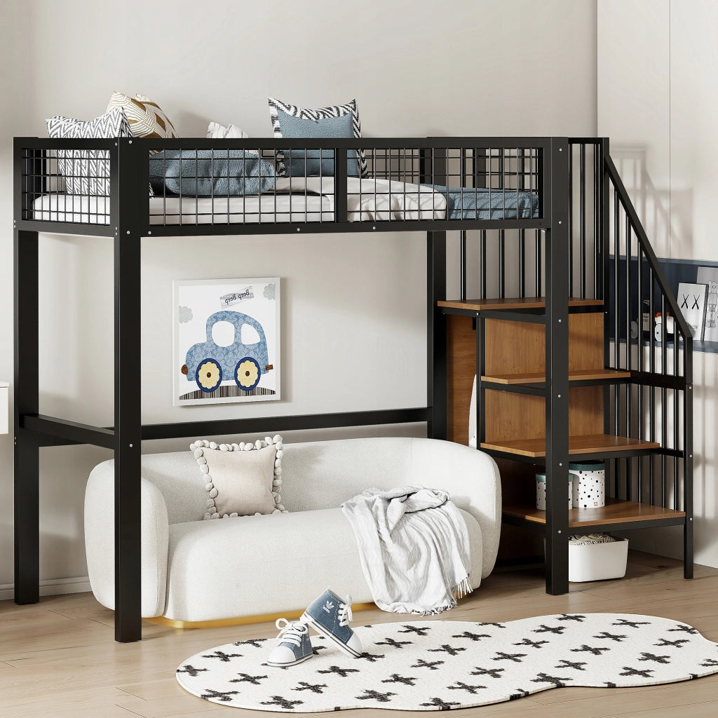 Letto a castello 90x200 - Xylo - Nero, senza materasso