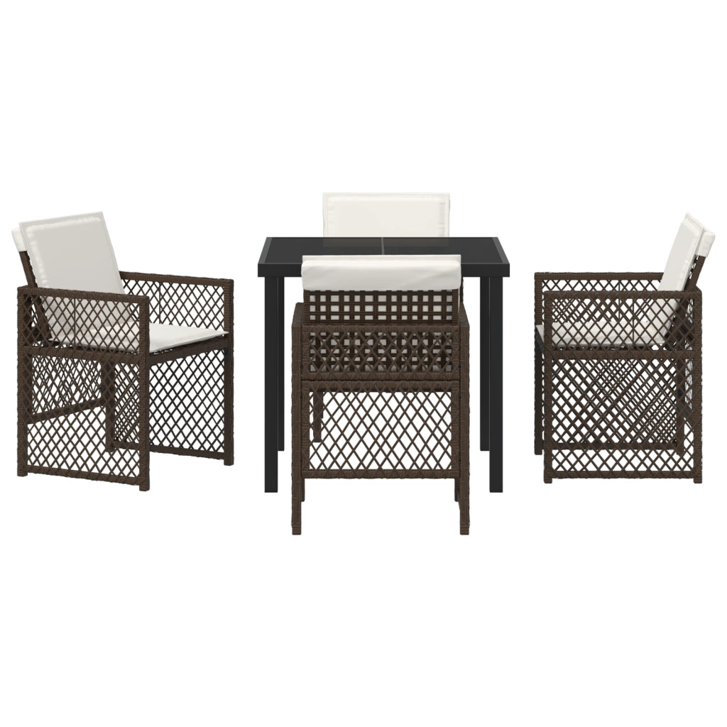 Set da Pranzo per Giardino vitaXL con Cuscini Marrone Rattan in Polimero