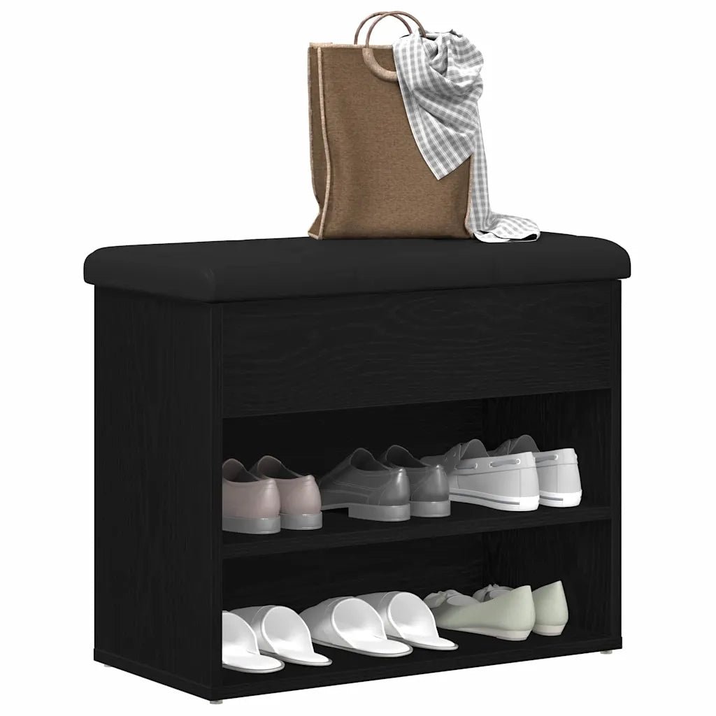 Panchina con contenitore Rovere Nero 62 x 32 x 50 cm 862990