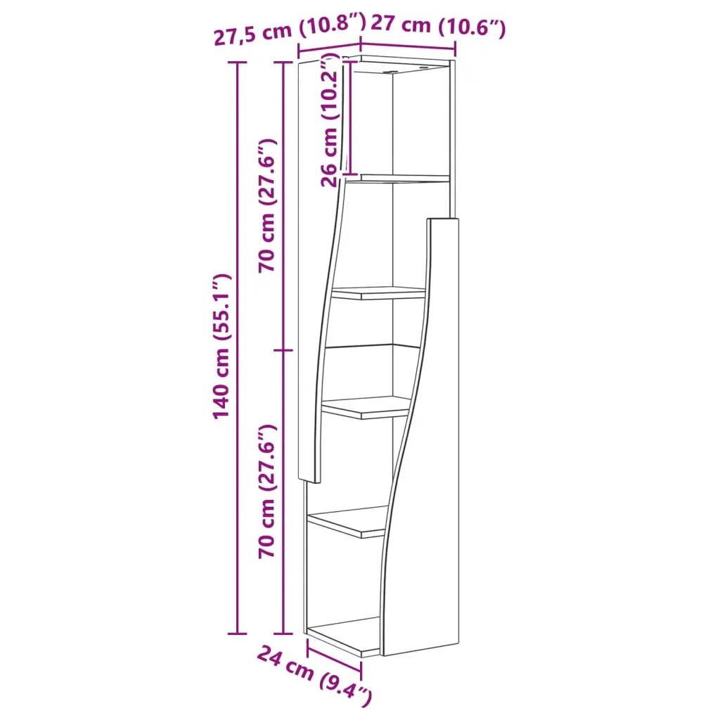 Mobile angolare 27,5x27x140cm Legno ingegnerizzato 889868