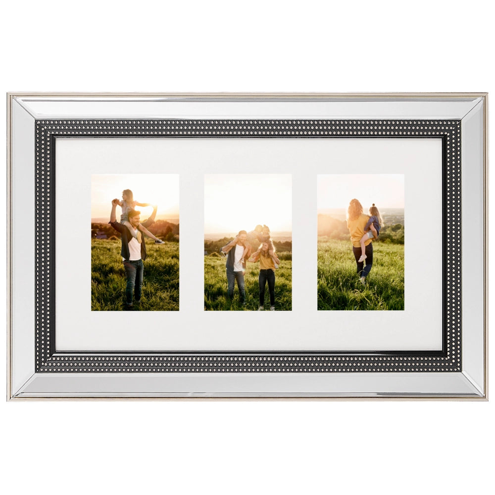 Cornice Portafoto Multipla Vetro Ramato Plastica 51 x 32 cm 3 Immagini Collage Foto