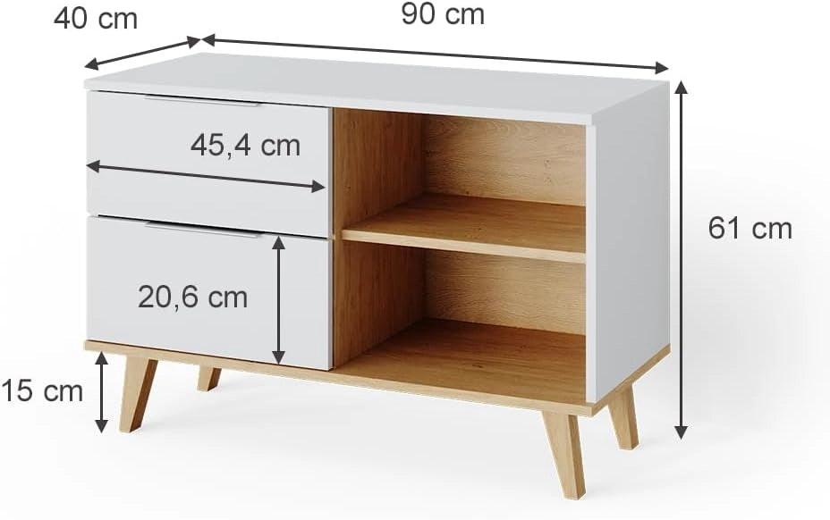 Cassettiera per camera da letto Nautica, Bianco, 40 x 61 cm, adatto per riporre abiti e oggetti di uso quotidiano