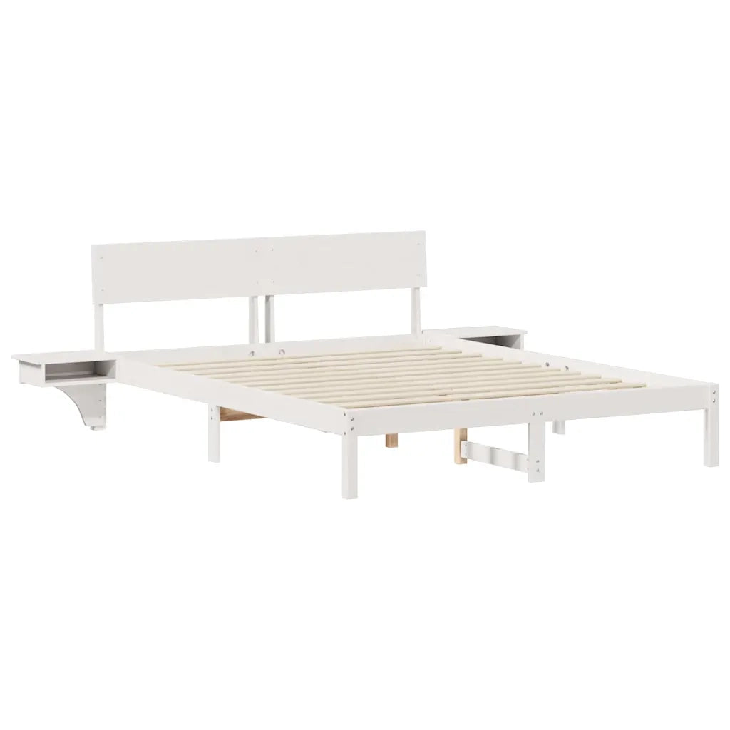 Letto matrimoniale | Letto per adulti | Struttura del letto Bianco 150 x 200 cm Pino massello